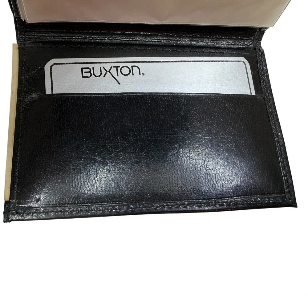 Vintage Lord Buxton Wallet Genuine Kidskin Leather Three-Fold Black New in Box